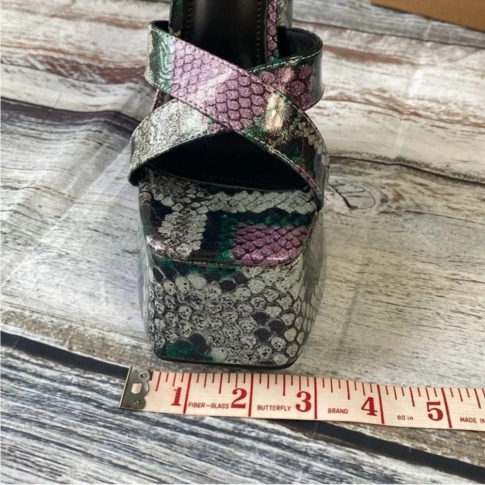 OMINE Women’s Platform 6.5” Heels – Purple/Silver/Green/Black – Size 6
